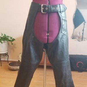 Women's Black genuine leather chaps size S/M